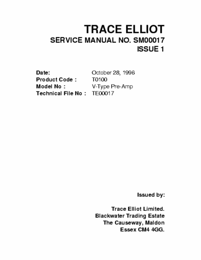 Trace Elliot V4 bass preamp service manual